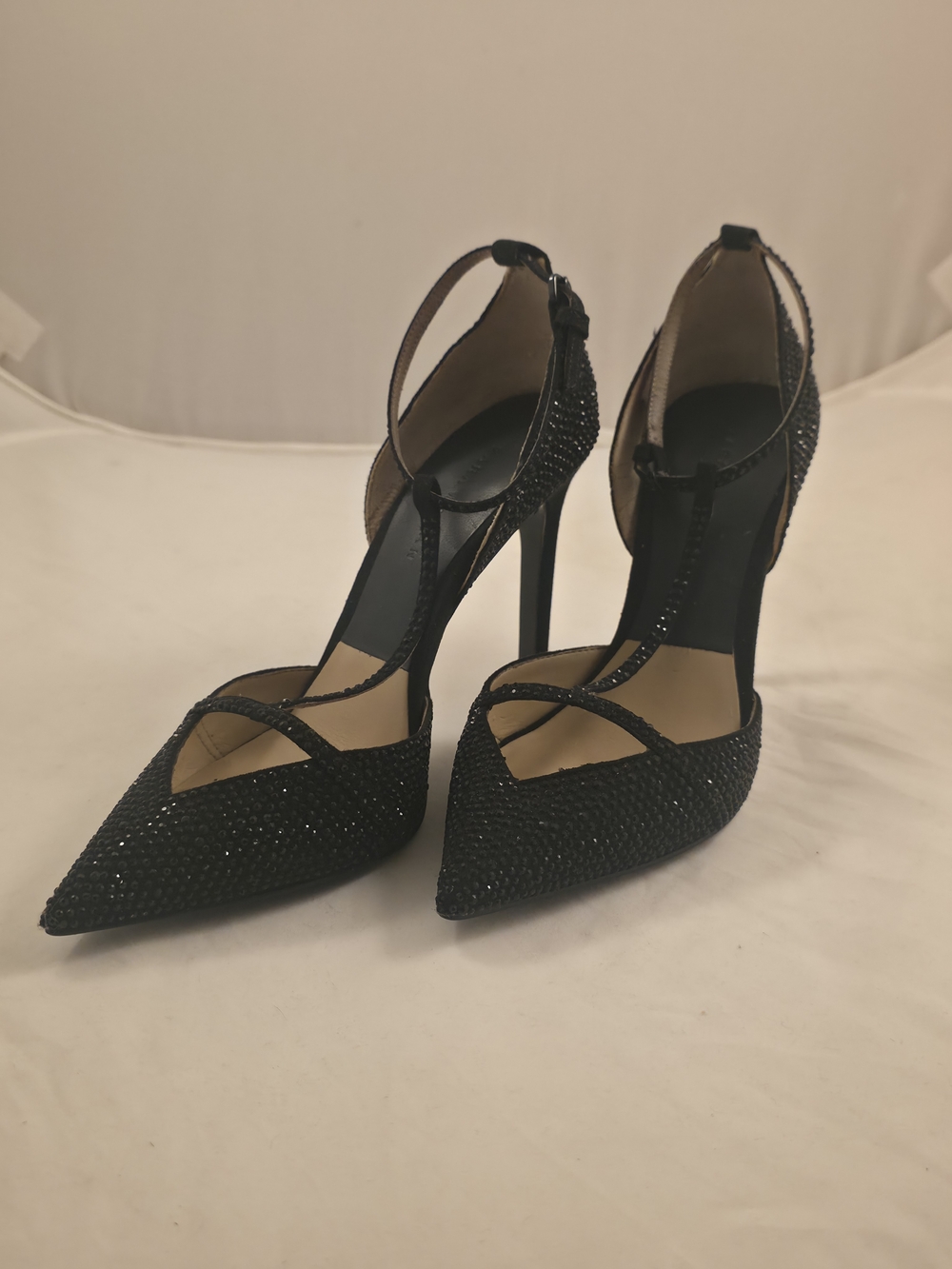 Zara Autumn/Winter 2013 Black Crystal-Embellished Ankle-Strap Heels Size 36